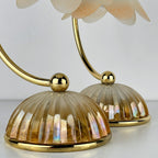 Pair of vintage night table lamp Italy 1970s Retro table lamps white and brass
