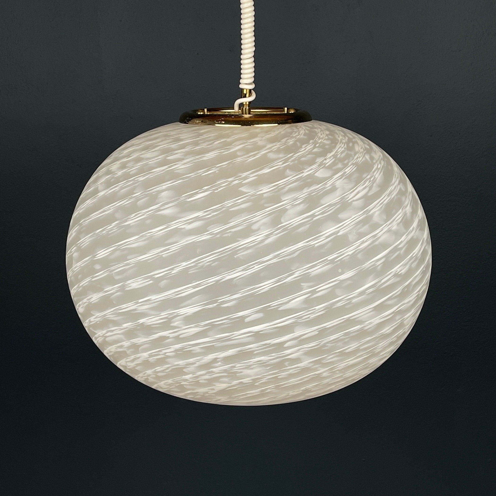 Large swirl murano glass pendant lamp Vetri Murano Italy 1970s