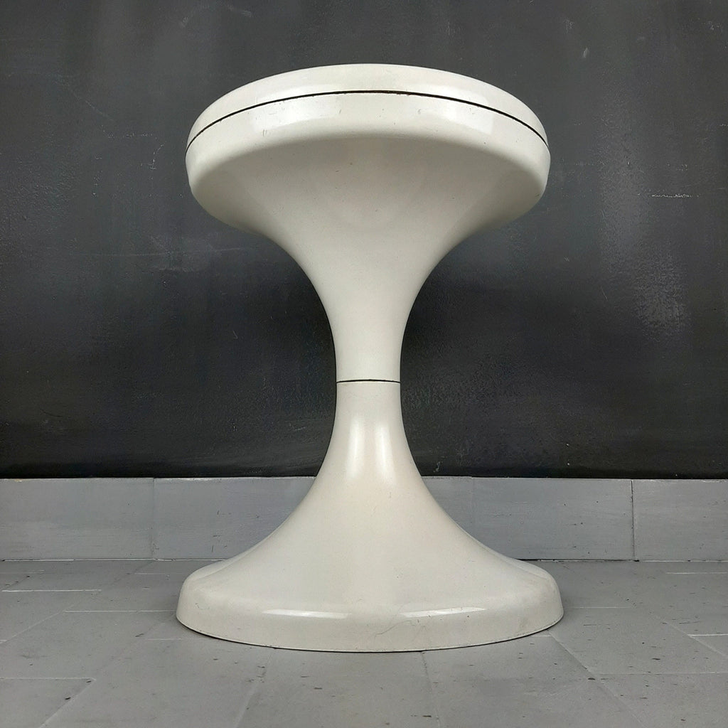 Vintage White Plastic Mushroom Stool - Mid-Century Modern Meblo Yugoslavia