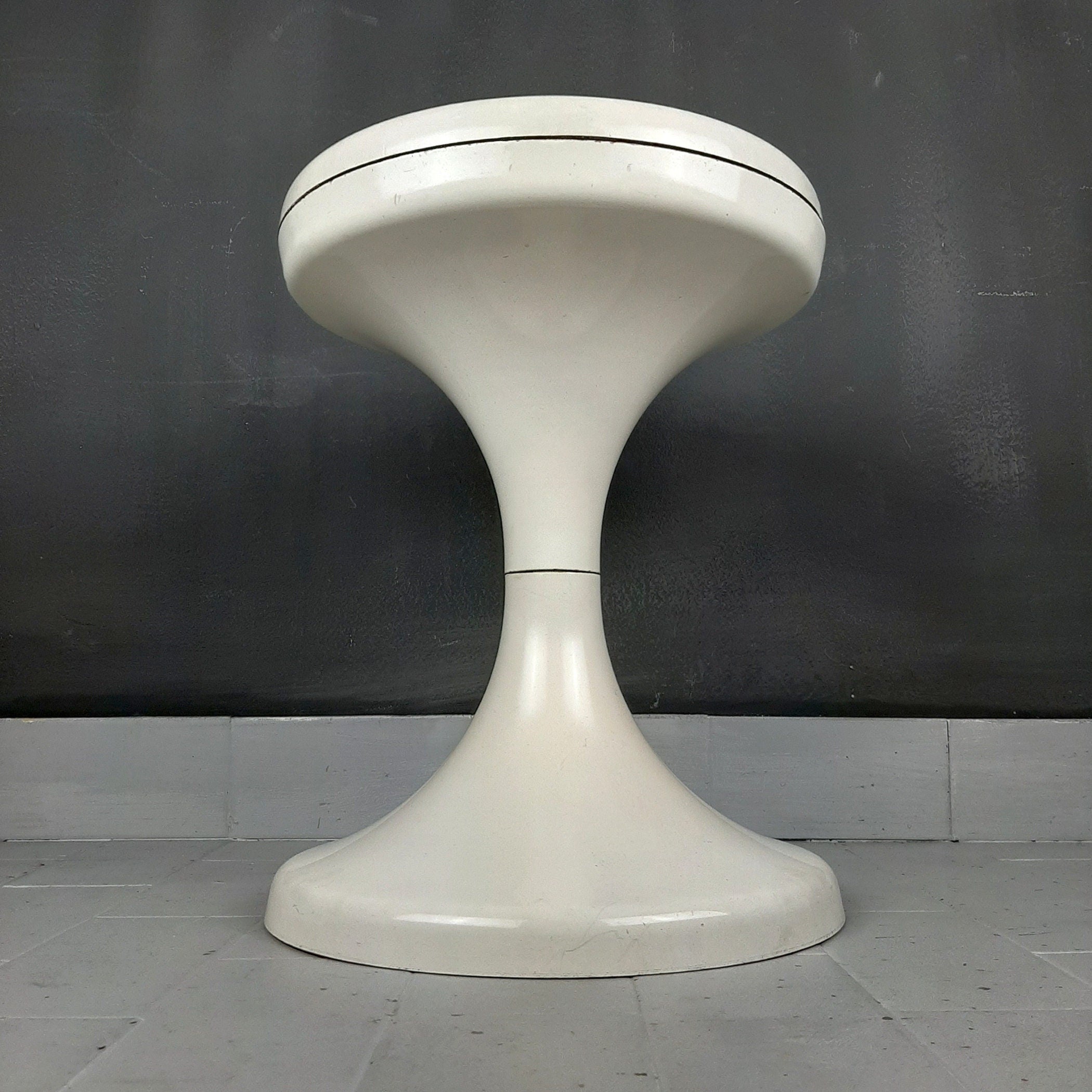 Vintage White Plastic Mushroom Stool - Mid-Century Modern Meblo Yugoslavia