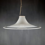 Murano glass white pendant lamp Italy 1970s Mid-century lighting XL ceiling lamp
