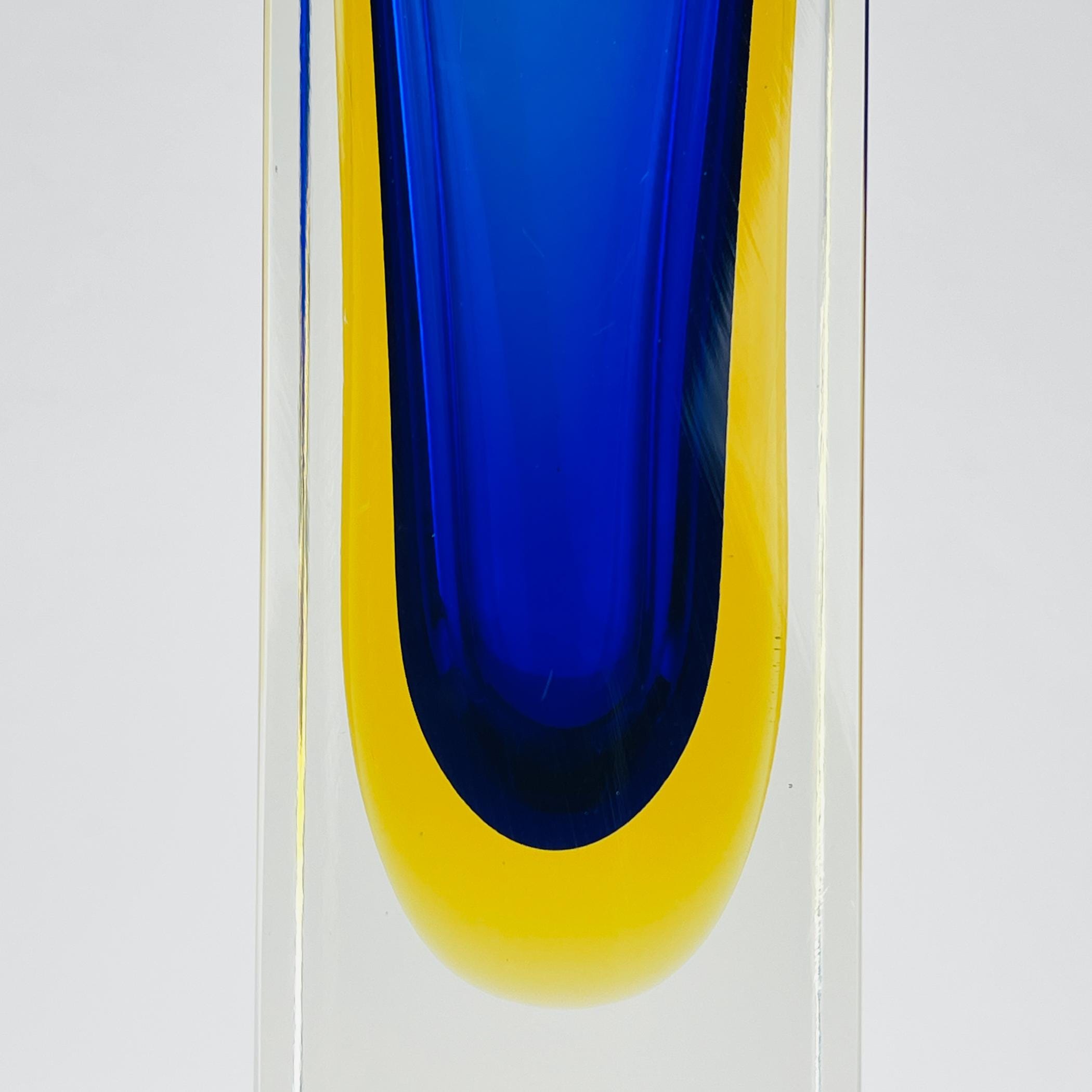Sommerso blue Murano glass vase, style Flavio Poli, Italy 1970s, Vintage home decor