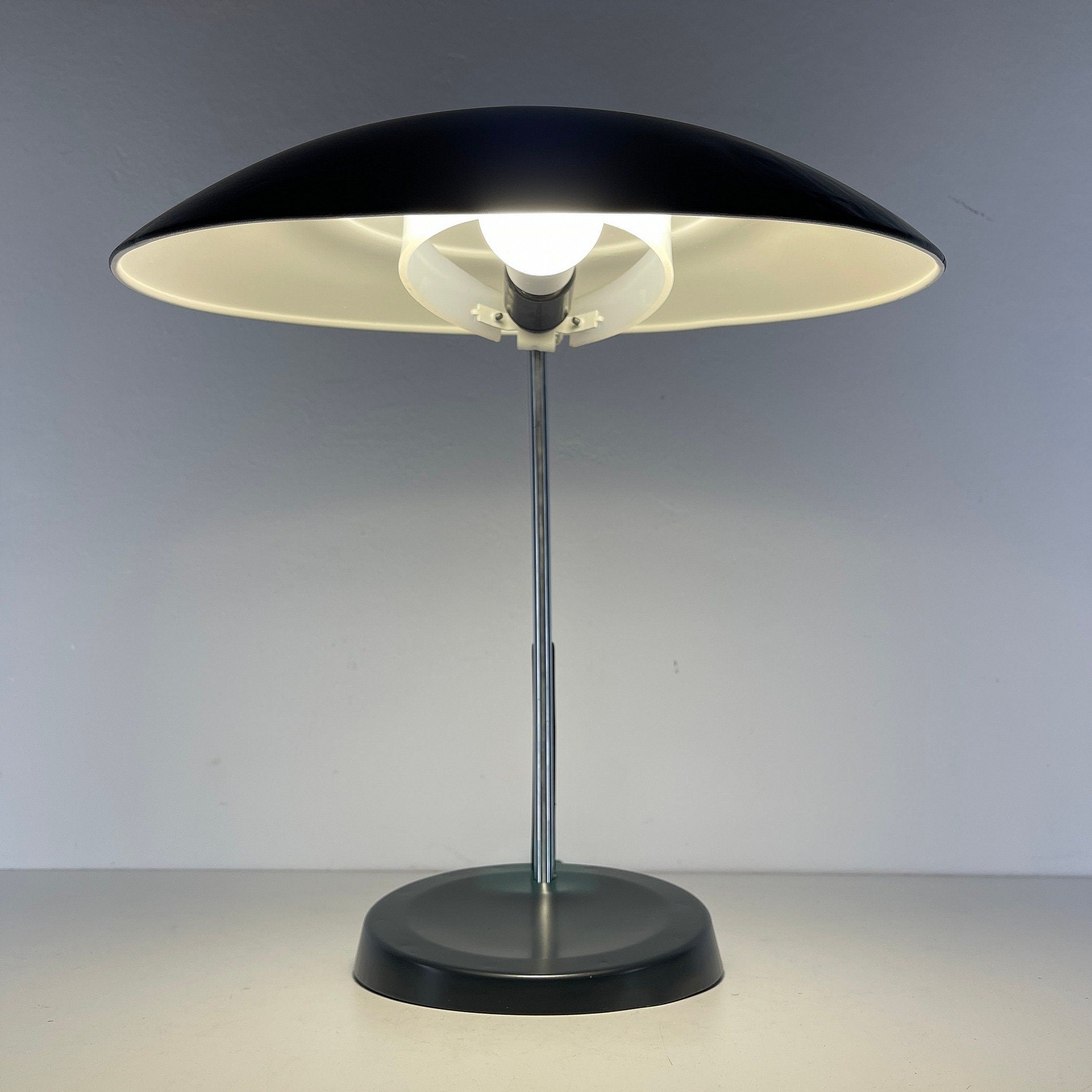 Mid-century grey desk lamp USSR 1972 Vintage gooseneck lamp