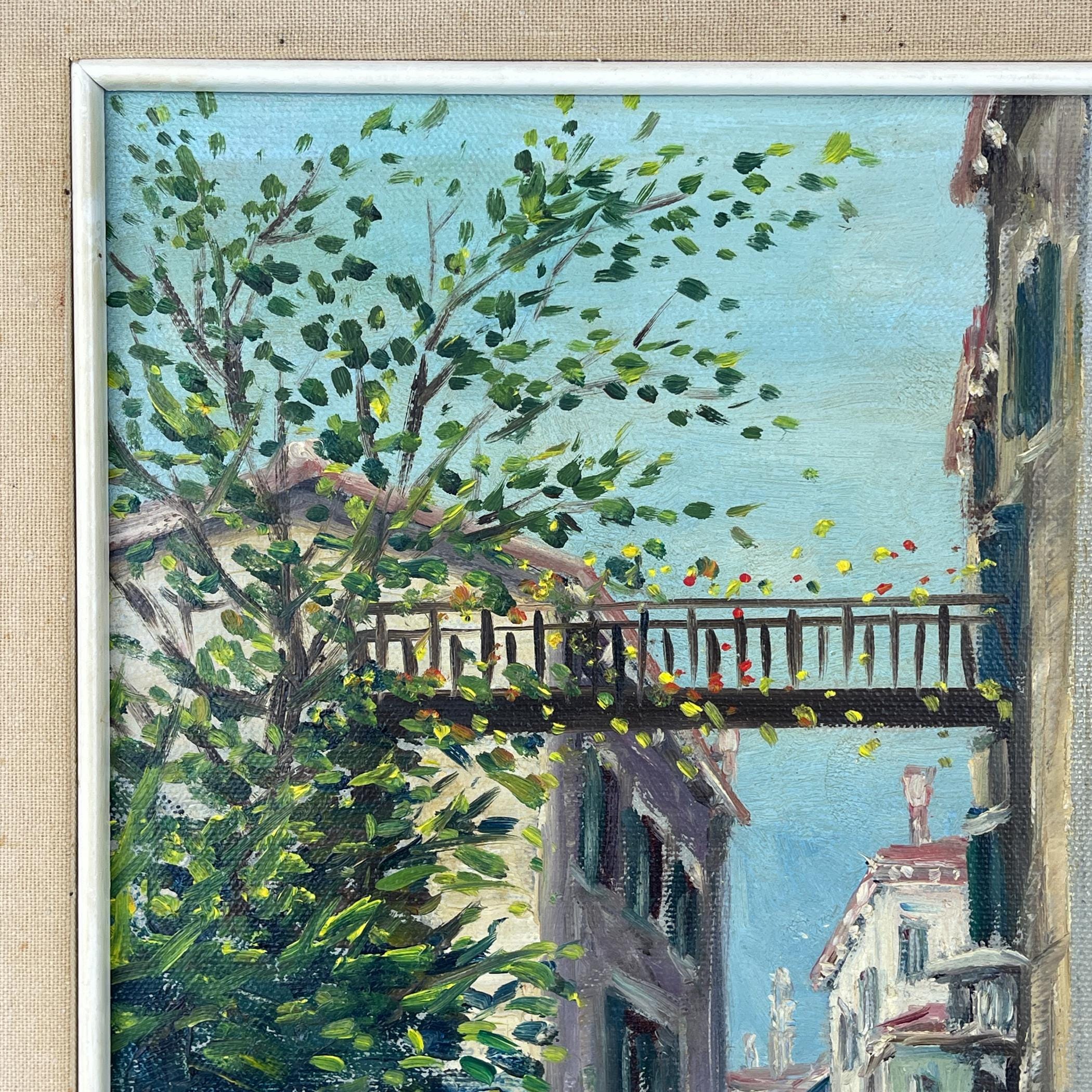 Venice Canal Original Vintage Oil Painting, Italy, 1960s, Signed, Framed