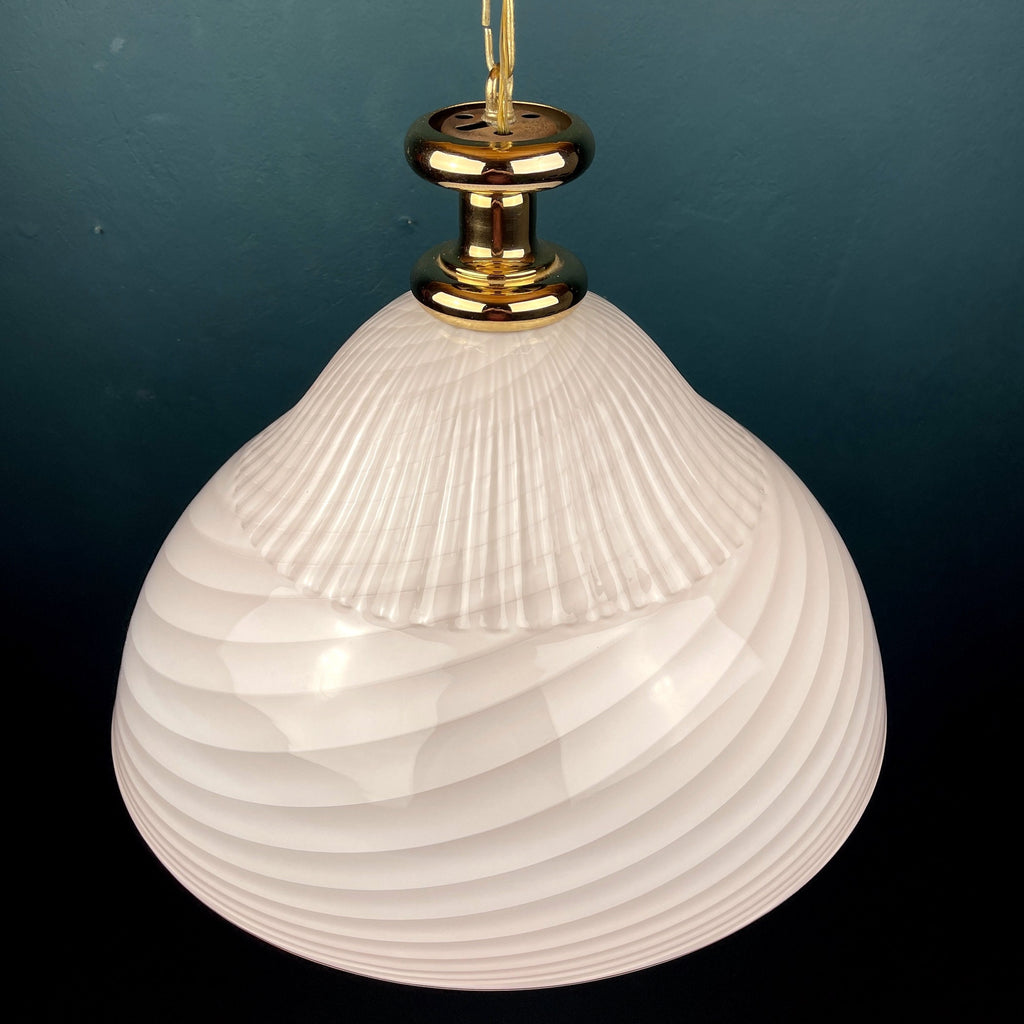 Vintage Murano Glass Pendant Lamp: Swirl Italian Lighting, 1970s
