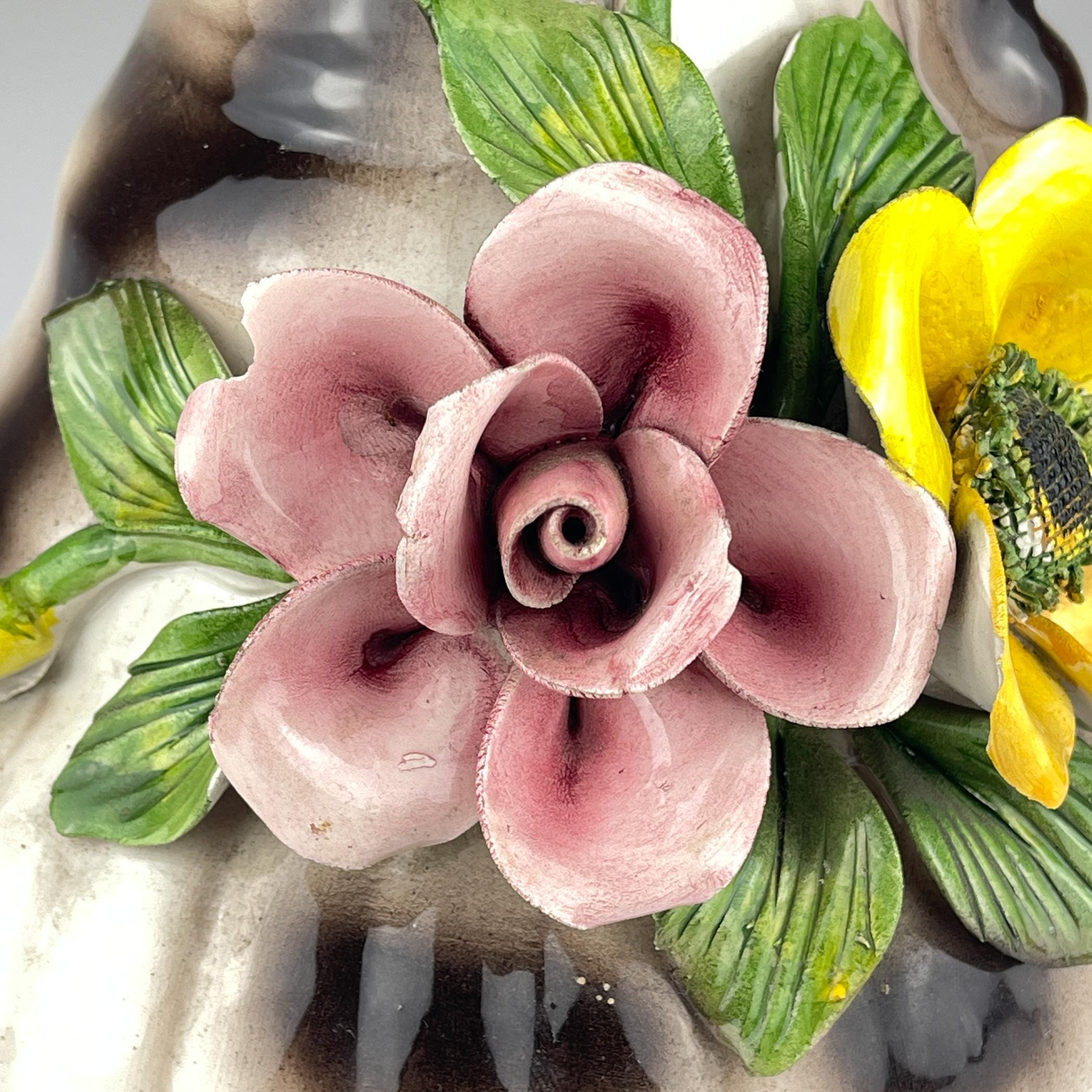 Vintage Capodimonte Ceramic Pitcher, Mid 20th Century, Italian home decor