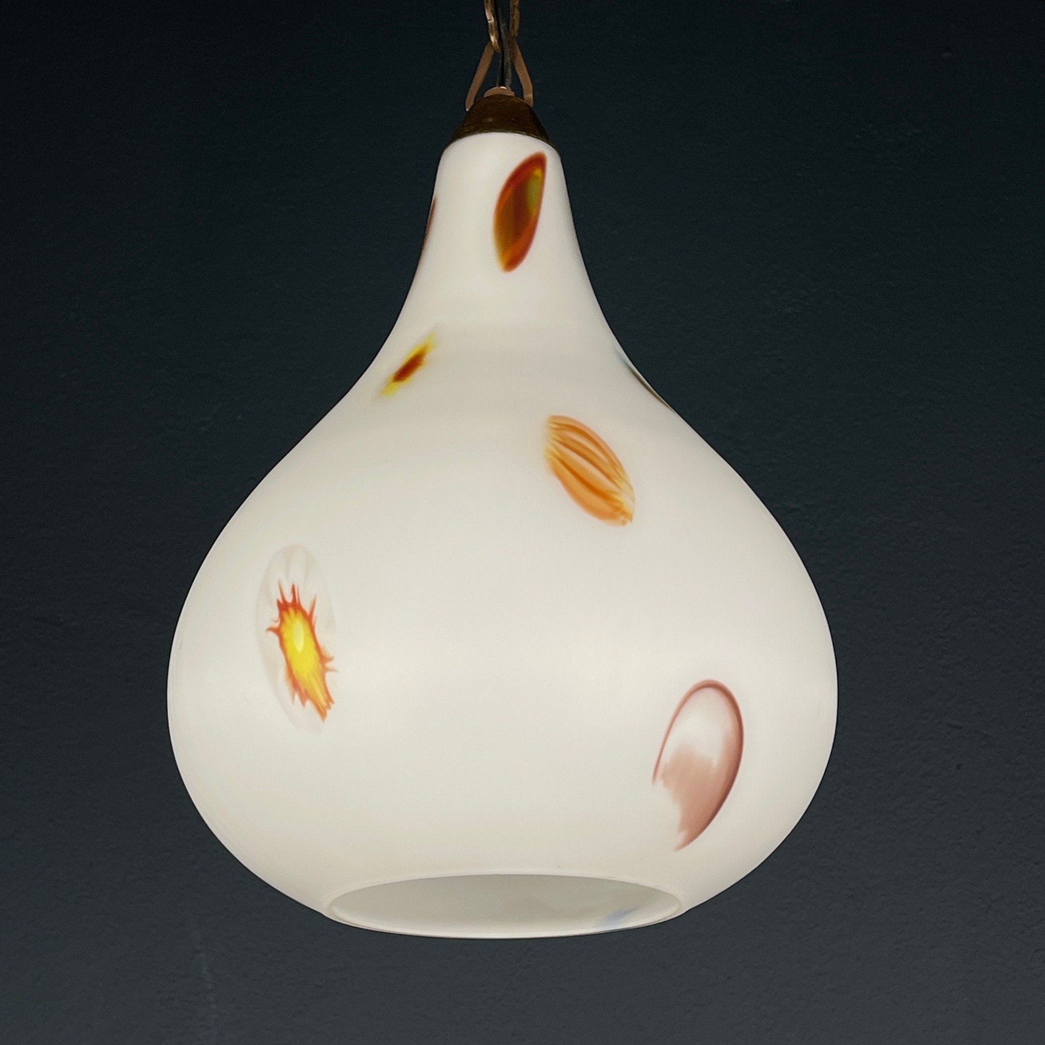 Mid-century multicolor opaline murano glass pendant lamp by Stilnovo Italy 1950s