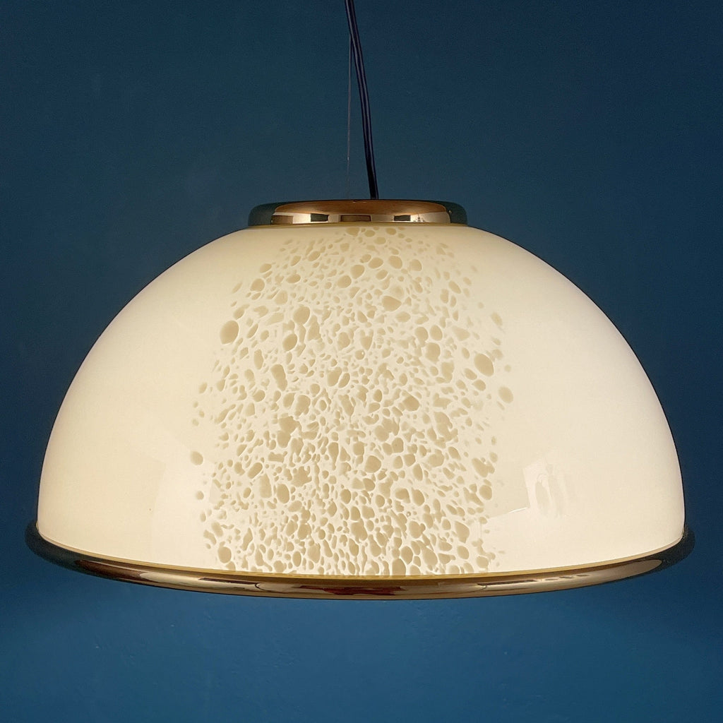 Vintage F.Fabbian Murano Glass Pendant Lamp: Beige Mid-Century Lighting