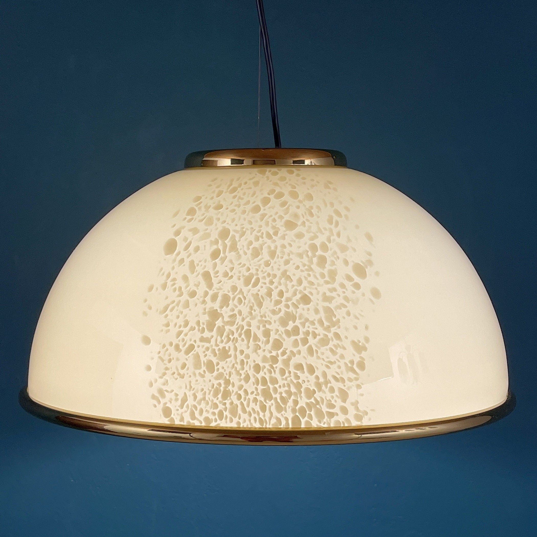 Vintage F.Fabbian Murano Glass Pendant Lamp: Beige Mid-Century Lighting