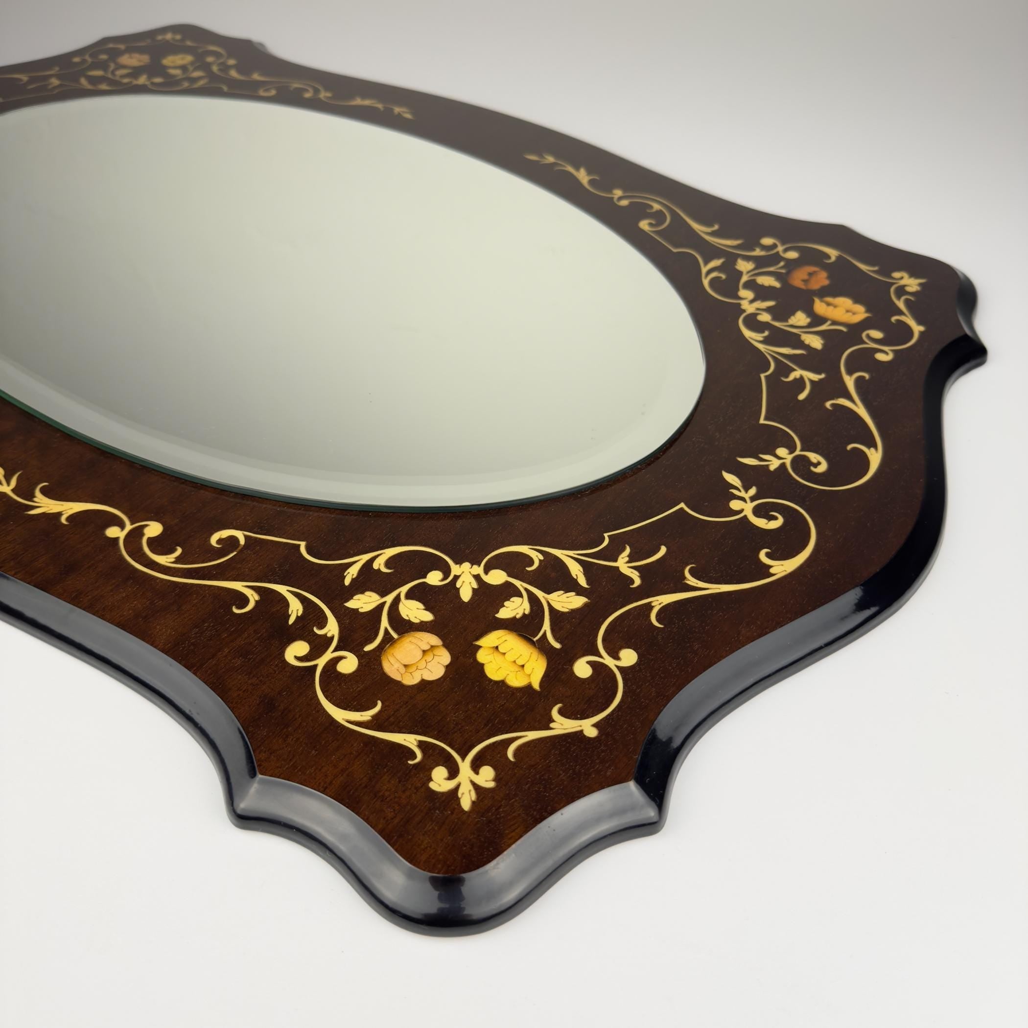 Vintage large wooden mirror, Italy 1970s