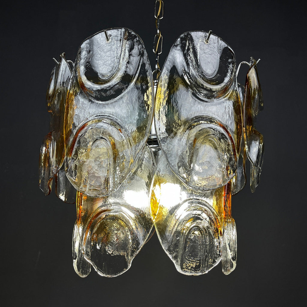 Murano chandelier by Mazzega Italy 1960s Mid-century modern italian lighting 14 murano glass petals
