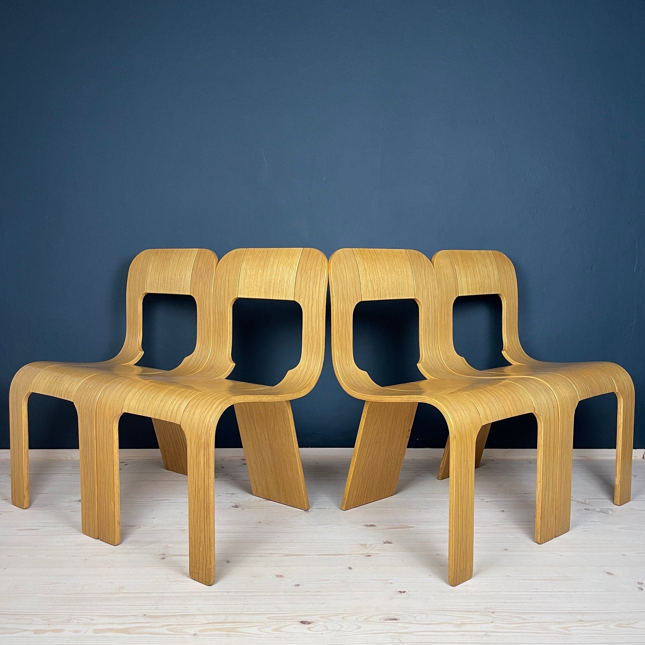 Mid-Century Plywood Dining Chairs Esse by Gigi Sabadin, Stilwood, Italy - Set of 4