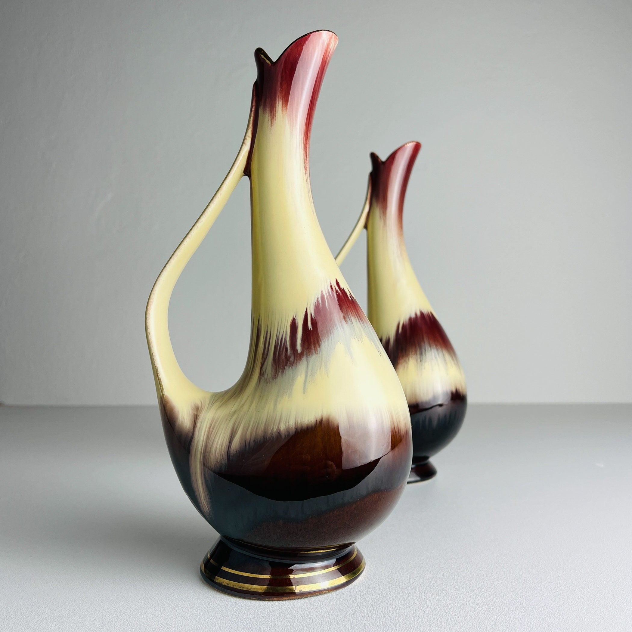 Mid-Century Bay Keramik Vases: West German Ceramic Set of 2