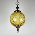 Vintage yelllow murano sphere ball pendant lamp Italy 1970s, Mid-century italian lighting