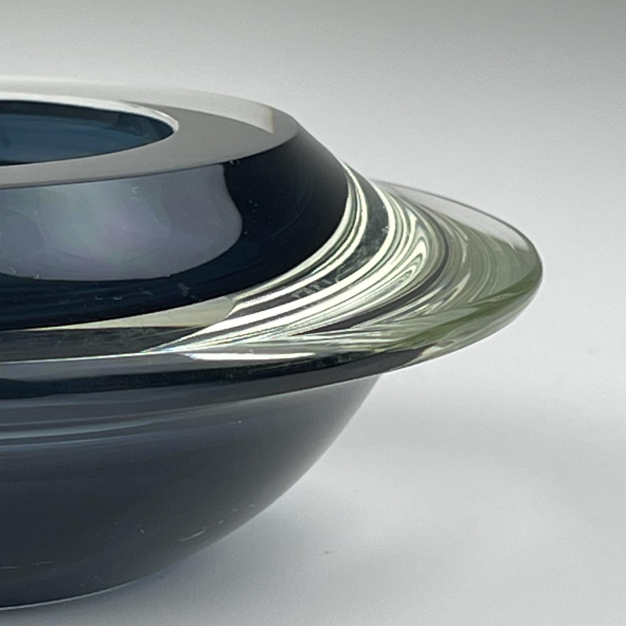 Original blue murano glass ashtray, Italy, 1980s, Vintage Home Decor