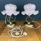 Pair of Pink Murano Glass Table Lamps: Italian Mid-Century Lighting