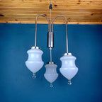 Vintage white murano pendant lamp Italy 1960s MCM space age italian lighting