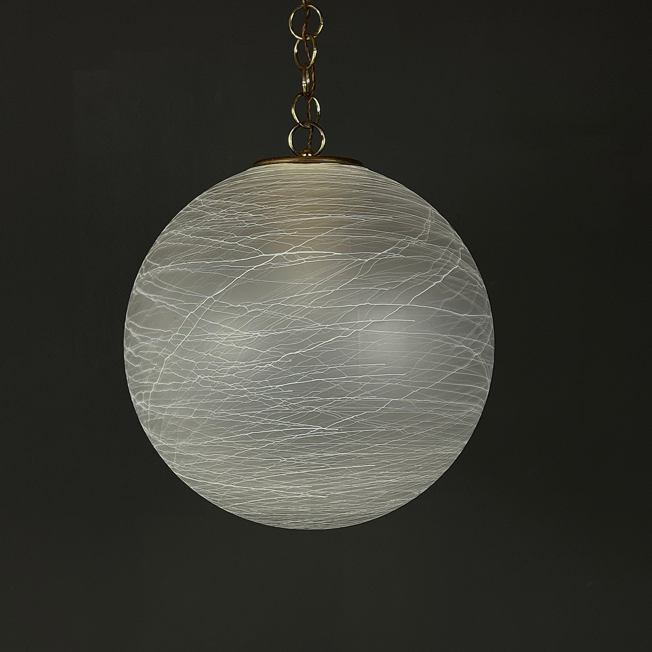 Vintage large swirl murano glass pendant lamp Italy 1970s Mid-century modern italian lighting