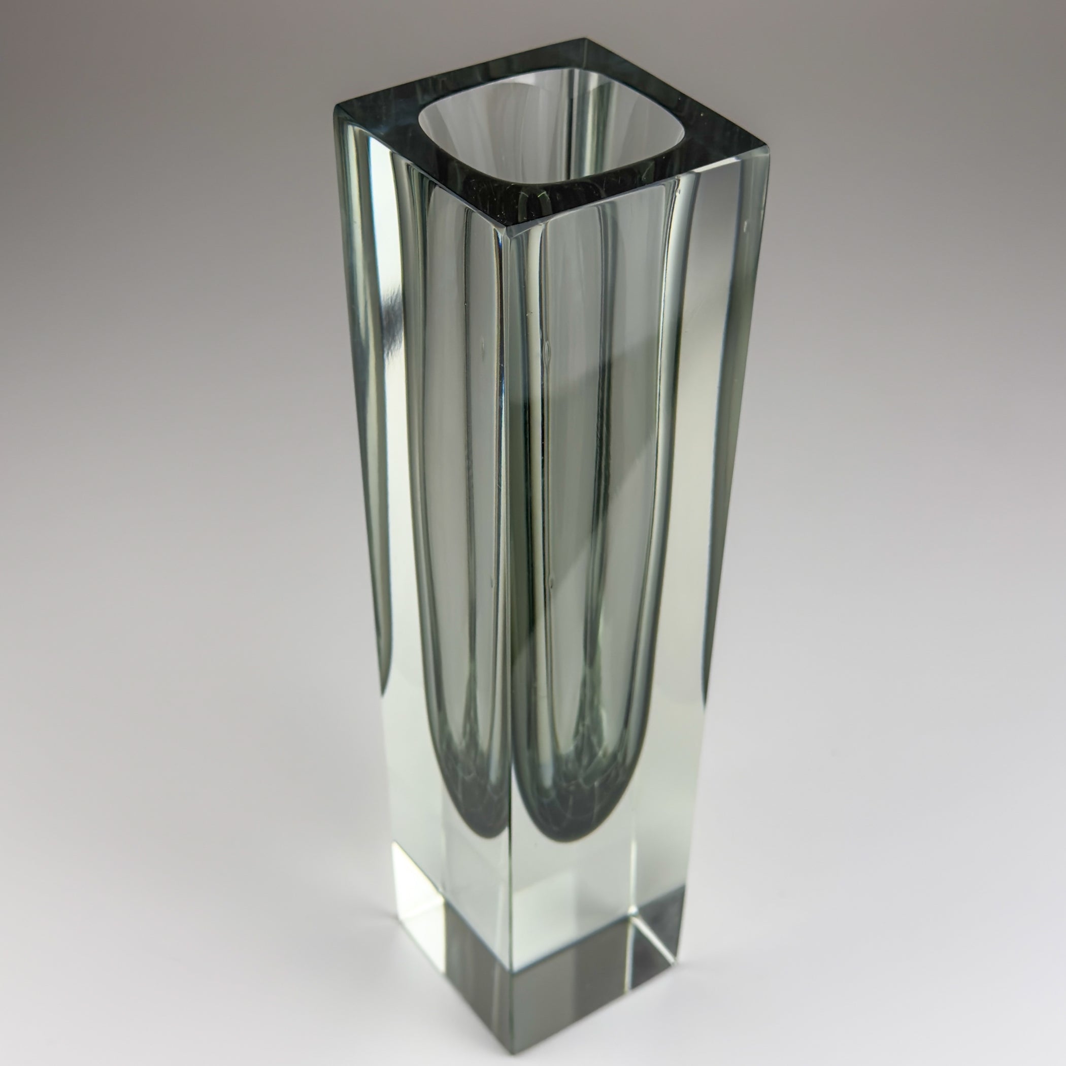 Sommerso gray Murano glass vase, style Flavio Poli, Italy 1970s