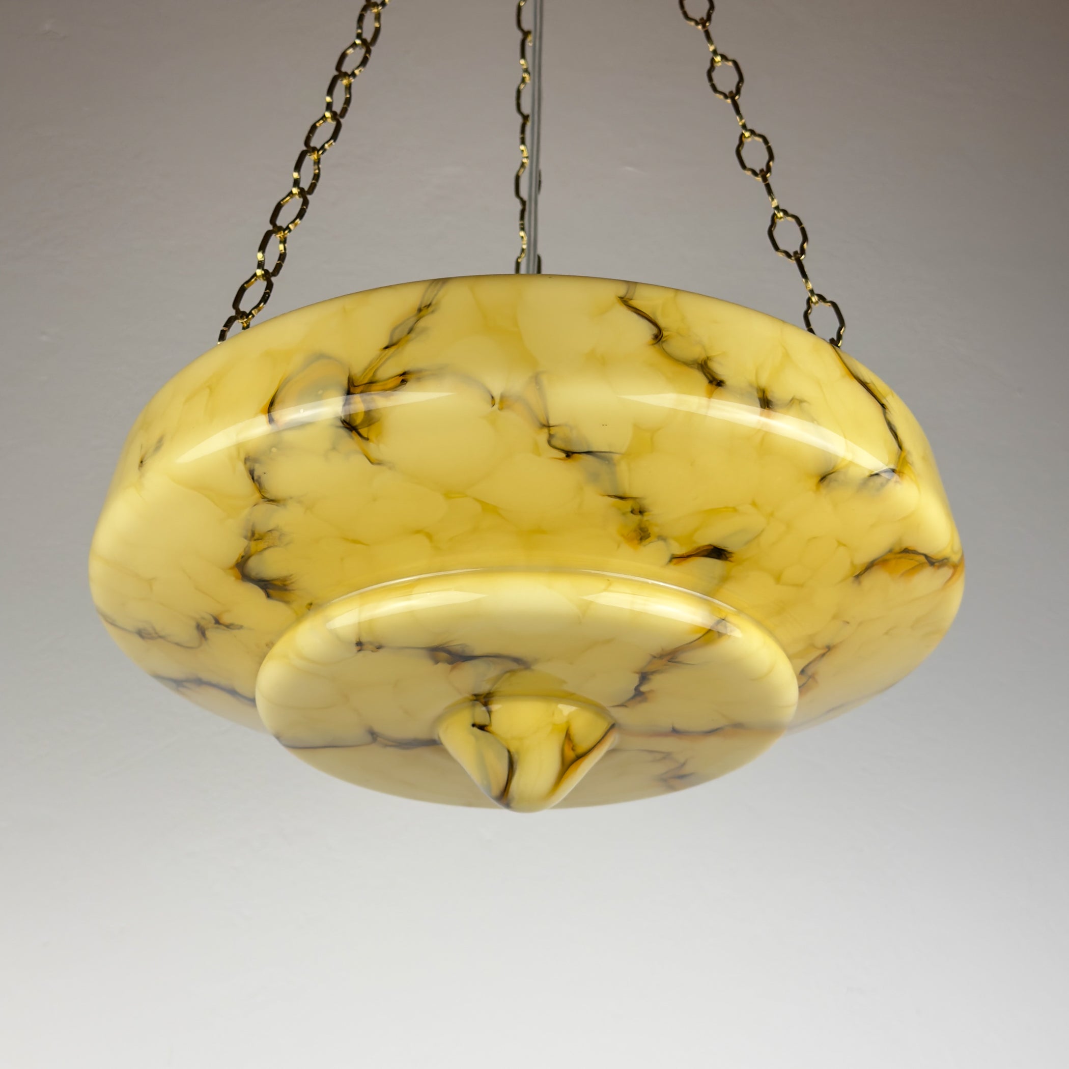 Art Deco yellow glass pendant lamp, Italy 1930s