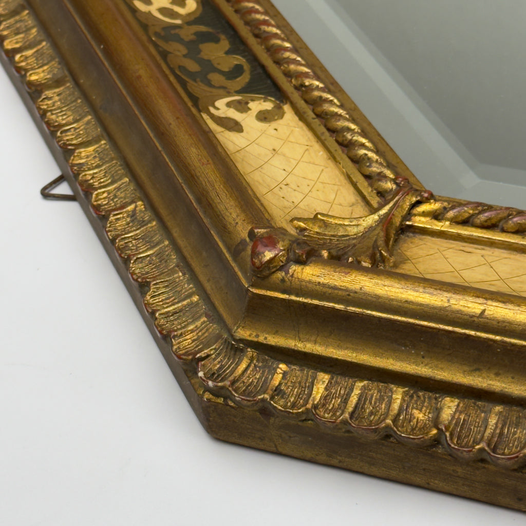 Vintage Large Wooden Wall Mirror, Italy 1930s