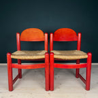 Set Of 2 Red Chairs mod. Padova By Hank Lowenstein, Italy 1970s