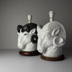Vintage table lamps Ram Head, Italy 1970s Set of 2