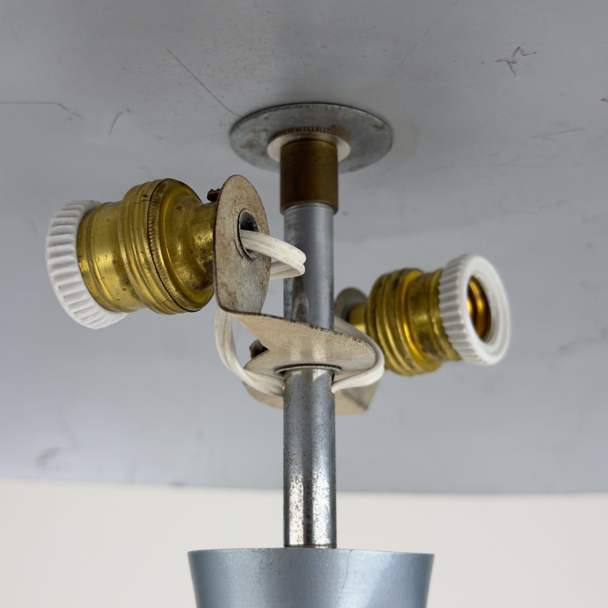 Grey industrial metal desk lamp Italy, 1960s