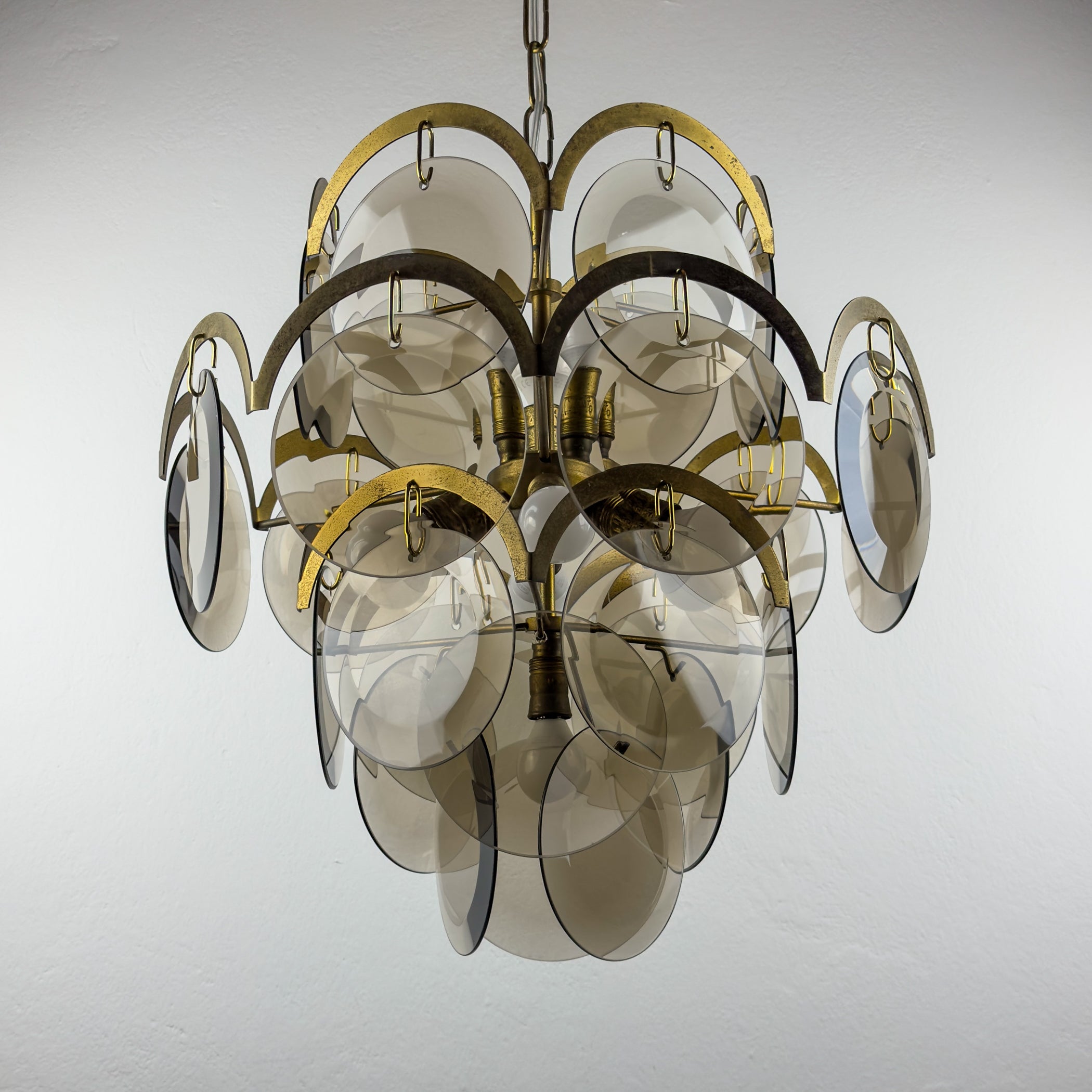 Smoked Murano chandelier by Gino Vistosi, Italy 1970s