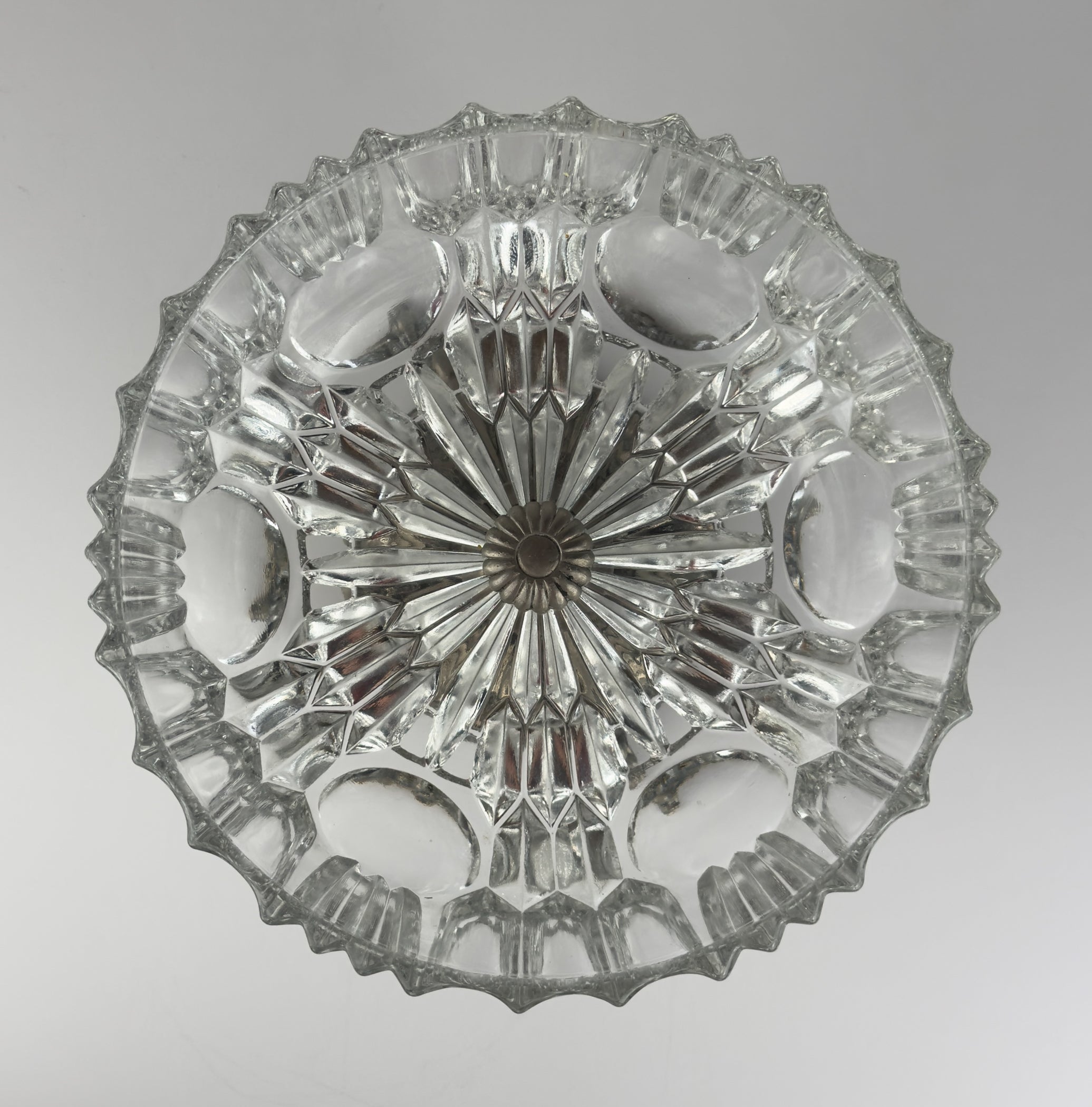 Vintage crystal glass bowl with metal base by Fadalti, Italy 1960s