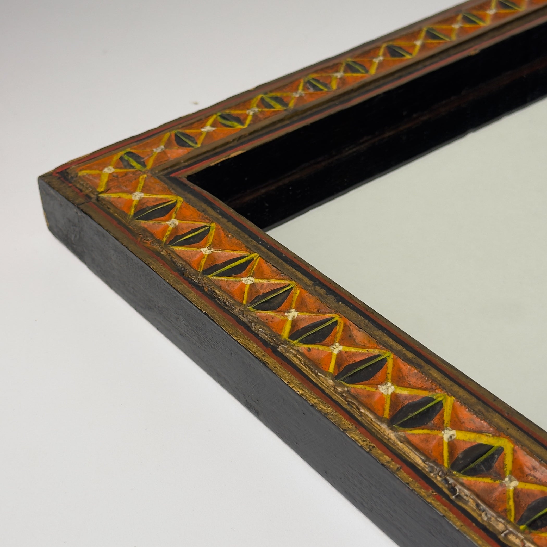 Vintage wooden wall mirror, India mid-20th century