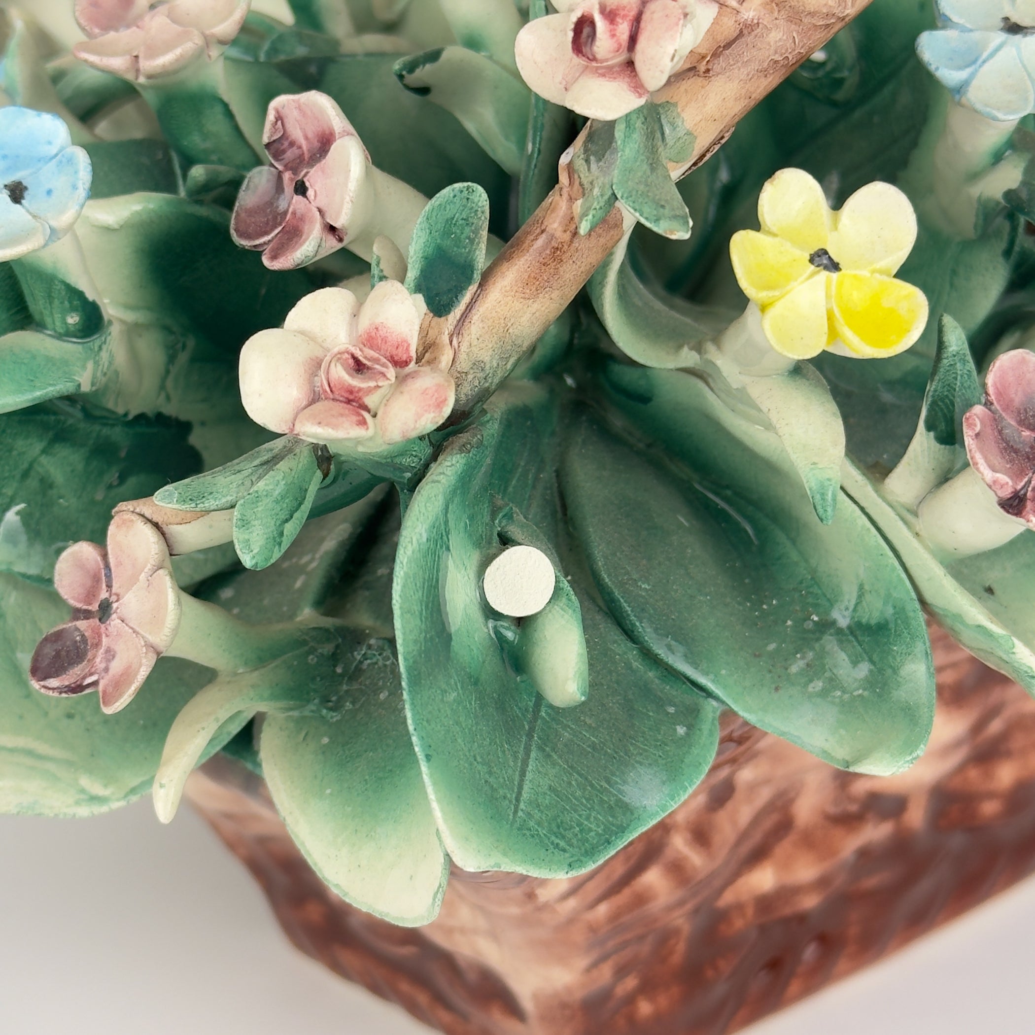 Vintage Capodimonte Ceramic Flower Basket, Italy 1960s