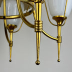 Vintage brass chandelier by Maison Arlus, Art Deco style, France 1950s