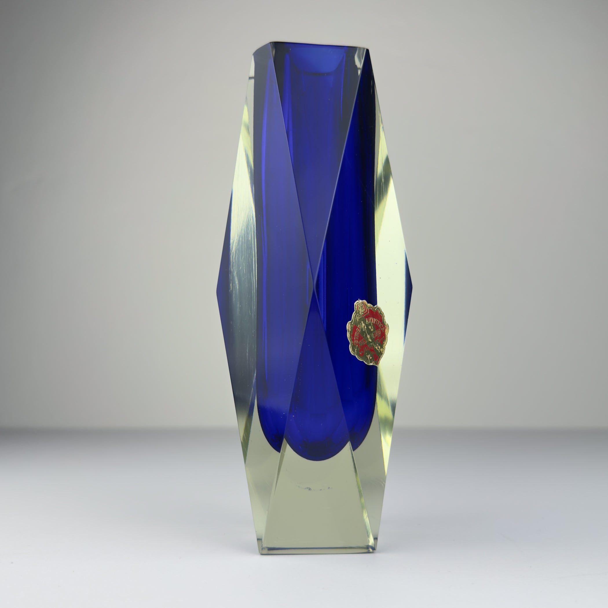 Vintage sommerso blue Murano vase, Italy 1970s