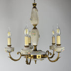 Vintage Art Nouveau Capodimonte Chandelier: Floral Porcelain Lamp, 1930s