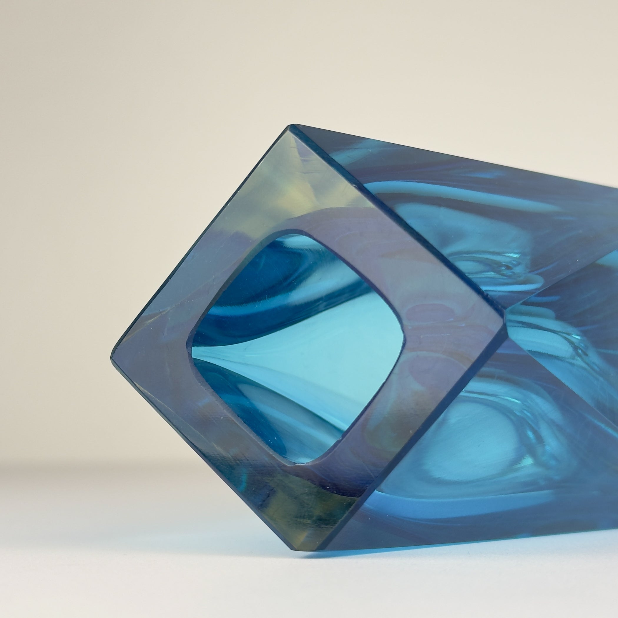 Sommerso blue Murano glass vase, style Flavio Poli, Italy 1970s