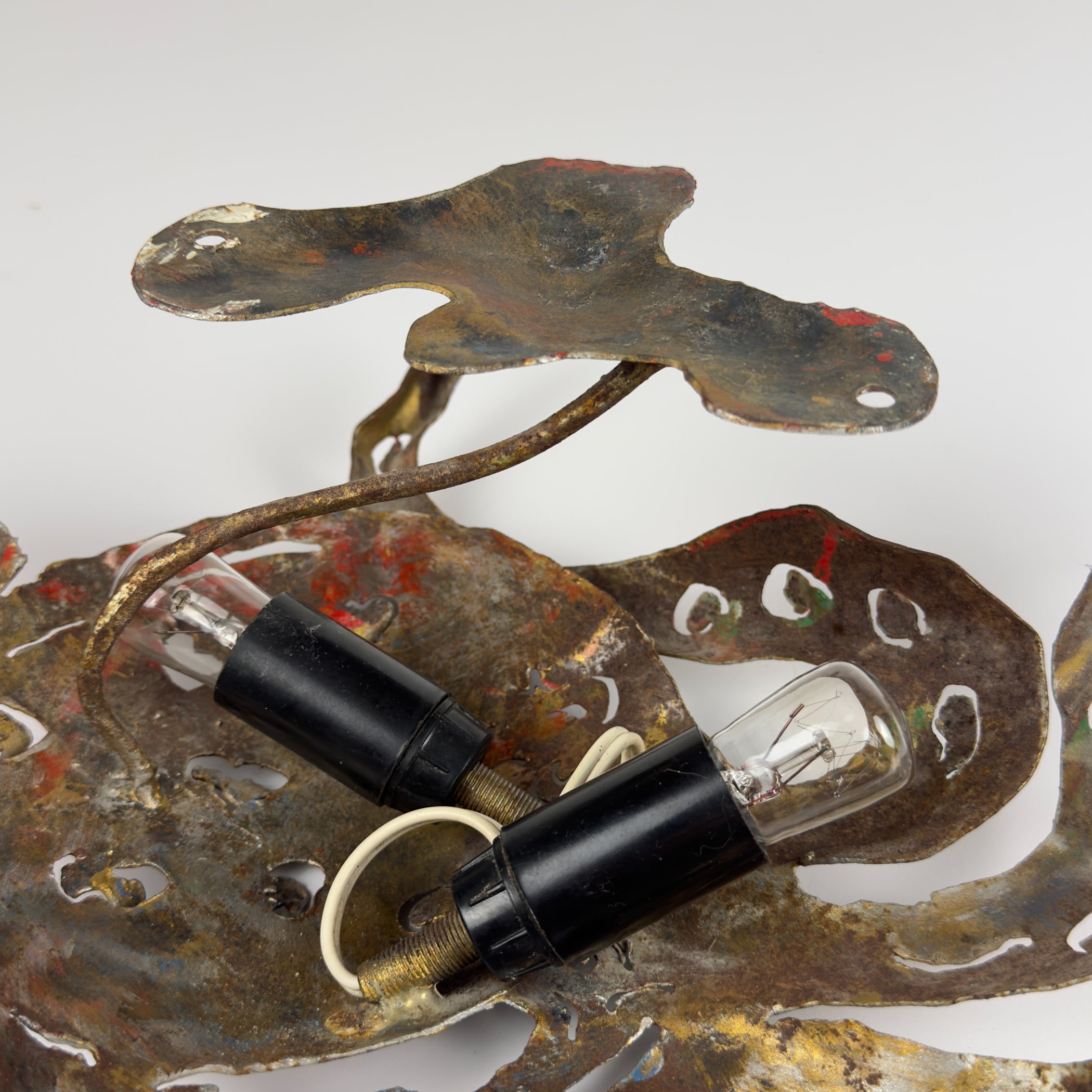 Original metal Brutalist wall lamp Octopus by Salvino Marsura, Italy 1980s