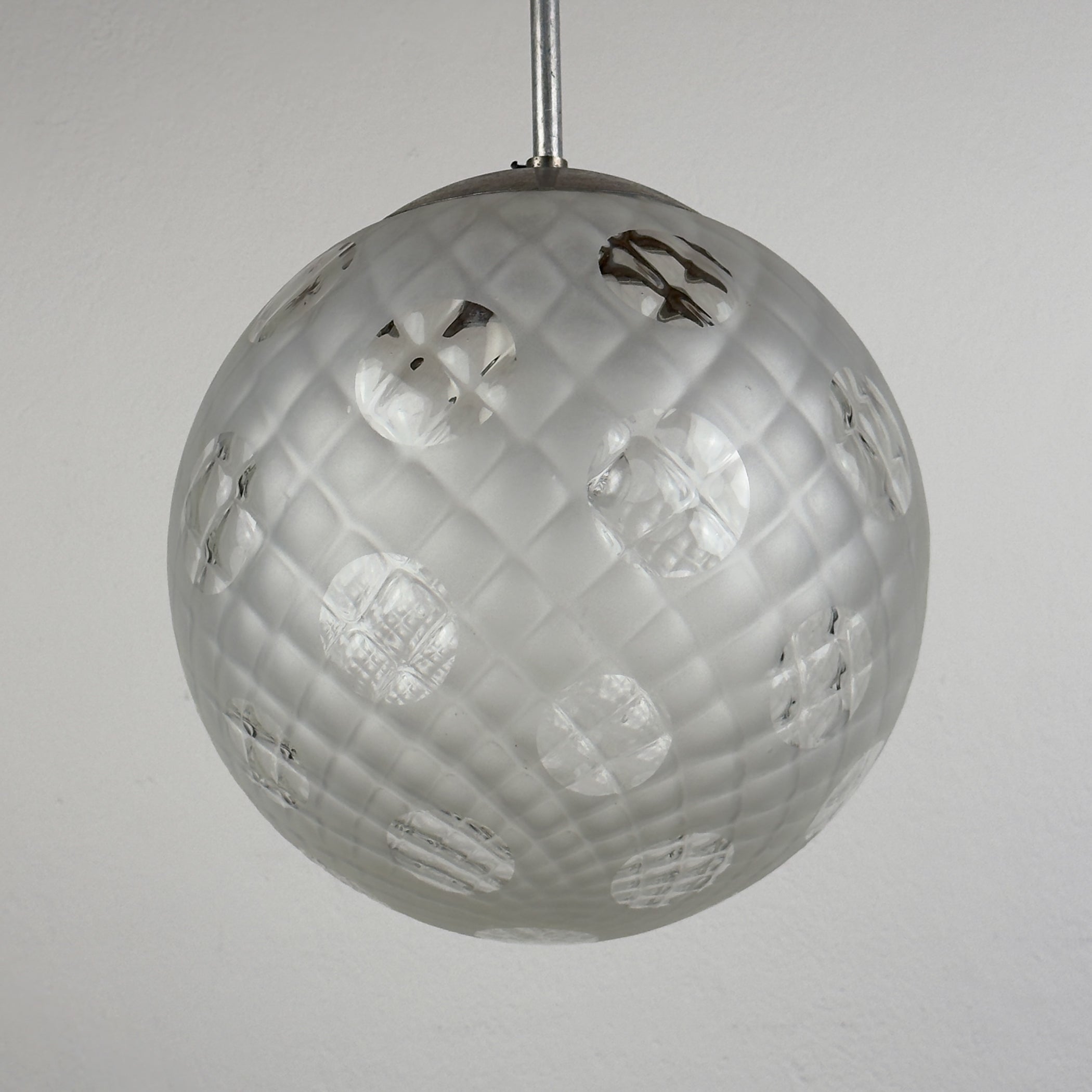 Vintage murano sphere ball pendant lamp Italy 1950s, Mid-century italian lighting