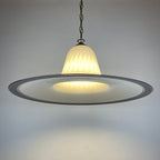 Vintage White Murano Glass Pendant Lamp: Mid-Century Italian Lighting