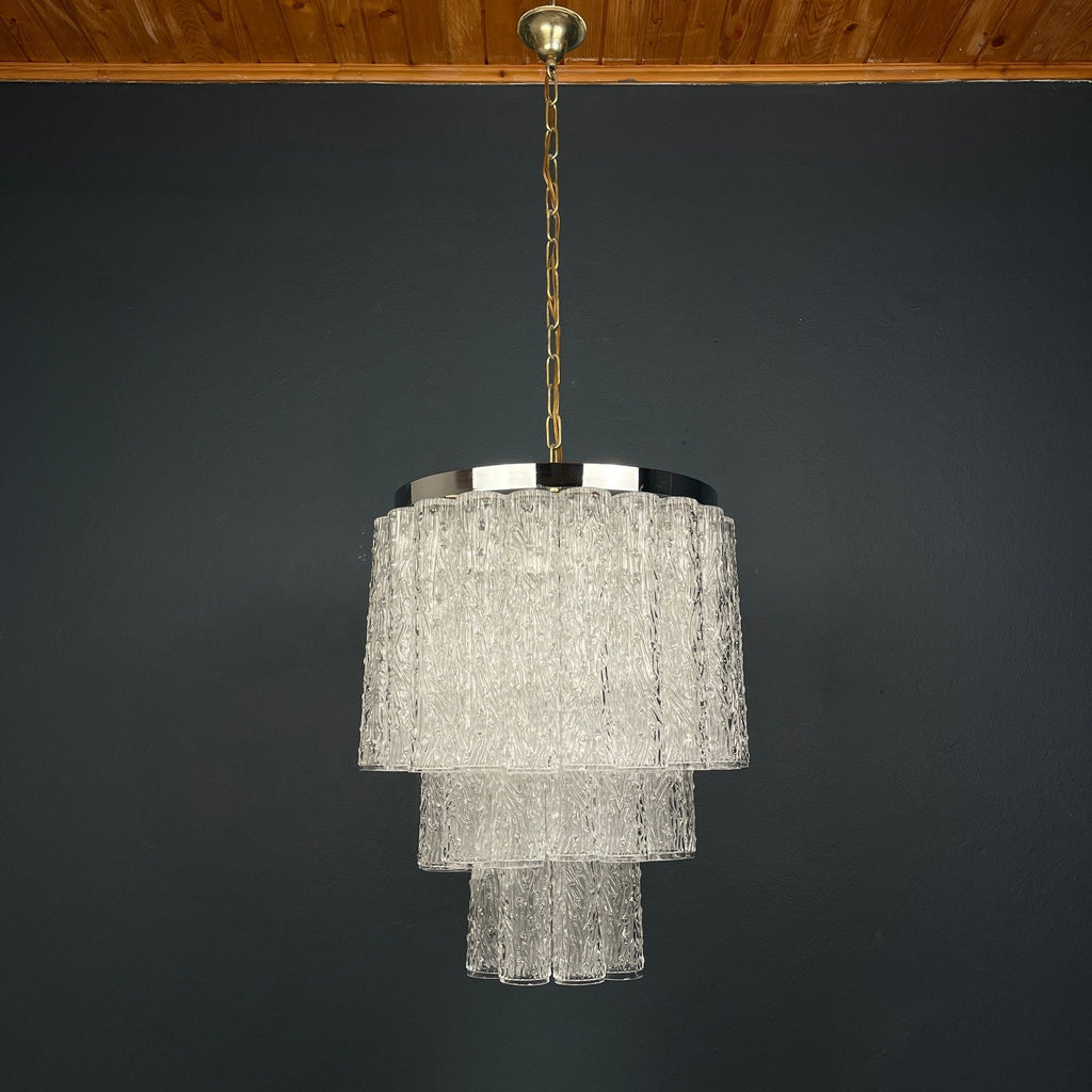 Mid-century murano glass chandelier Tronchi by Toni Zuccheri for Venini Italy 1960s