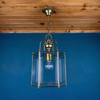 Vintage pendant lamp Italy '60s Brass Polished Glass Retro lighting