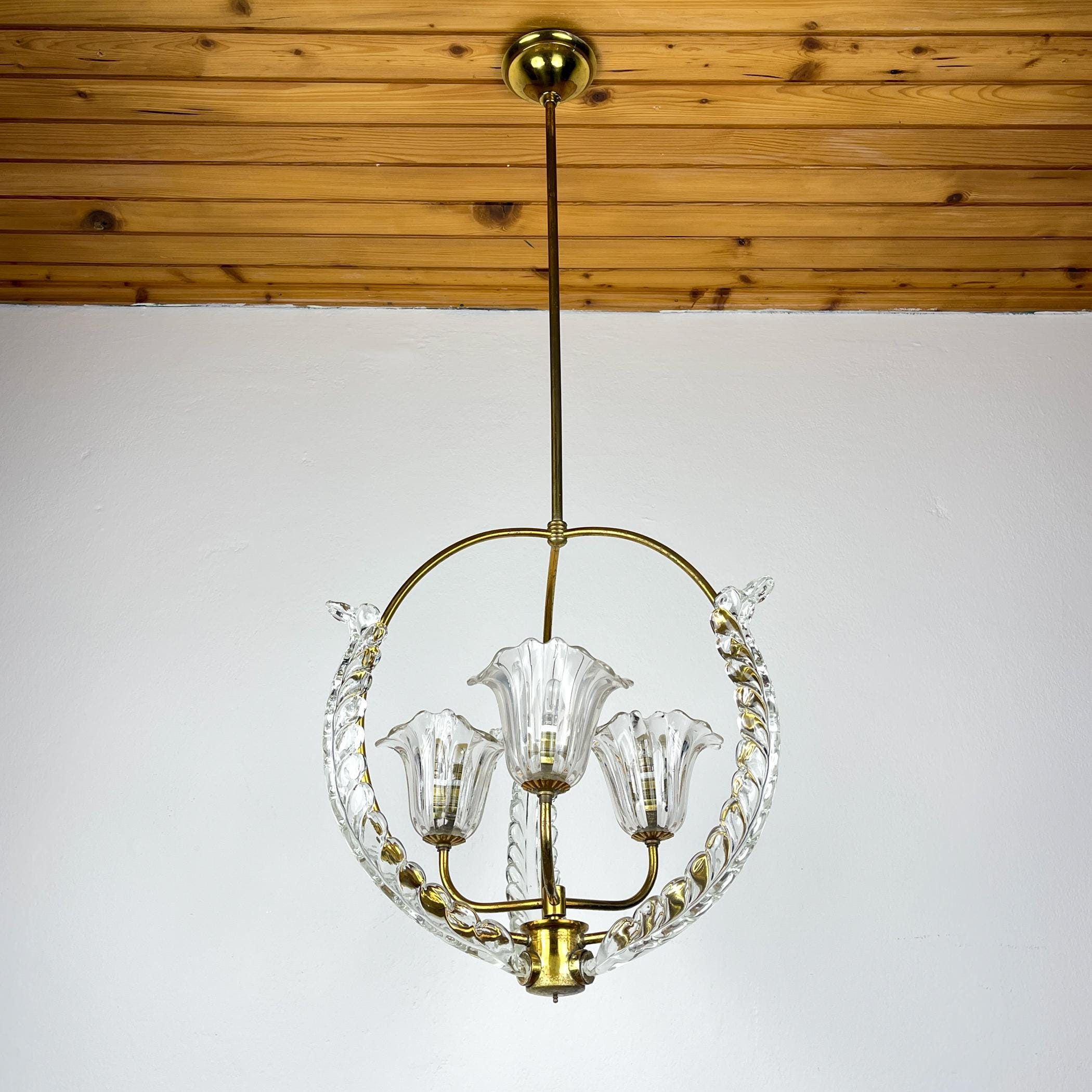 Murano chandelier by Ercole Barovier Barovier & Toso, Italy 1930s