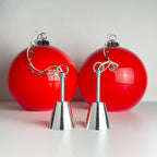 Vintage Red Glass Pendant Lamp: Mid Century Modern Lighting, Yugoslavia 1980s