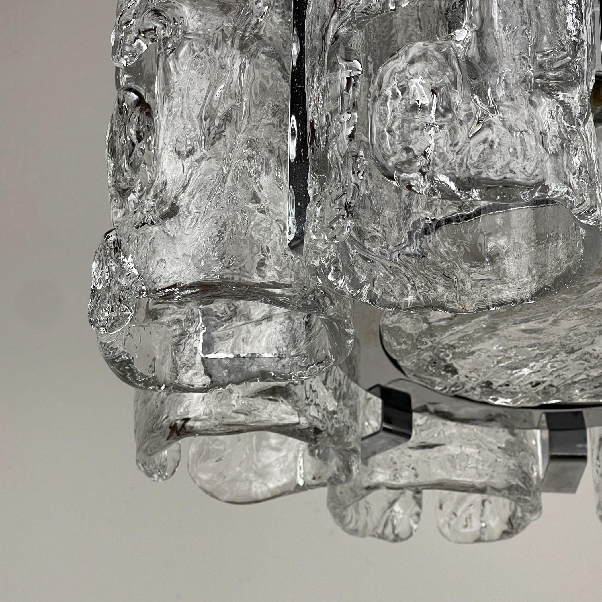 Vintage Ice Murano chandelier by AV Mazzega, Italy 1970s, Mid-century Italian lighting