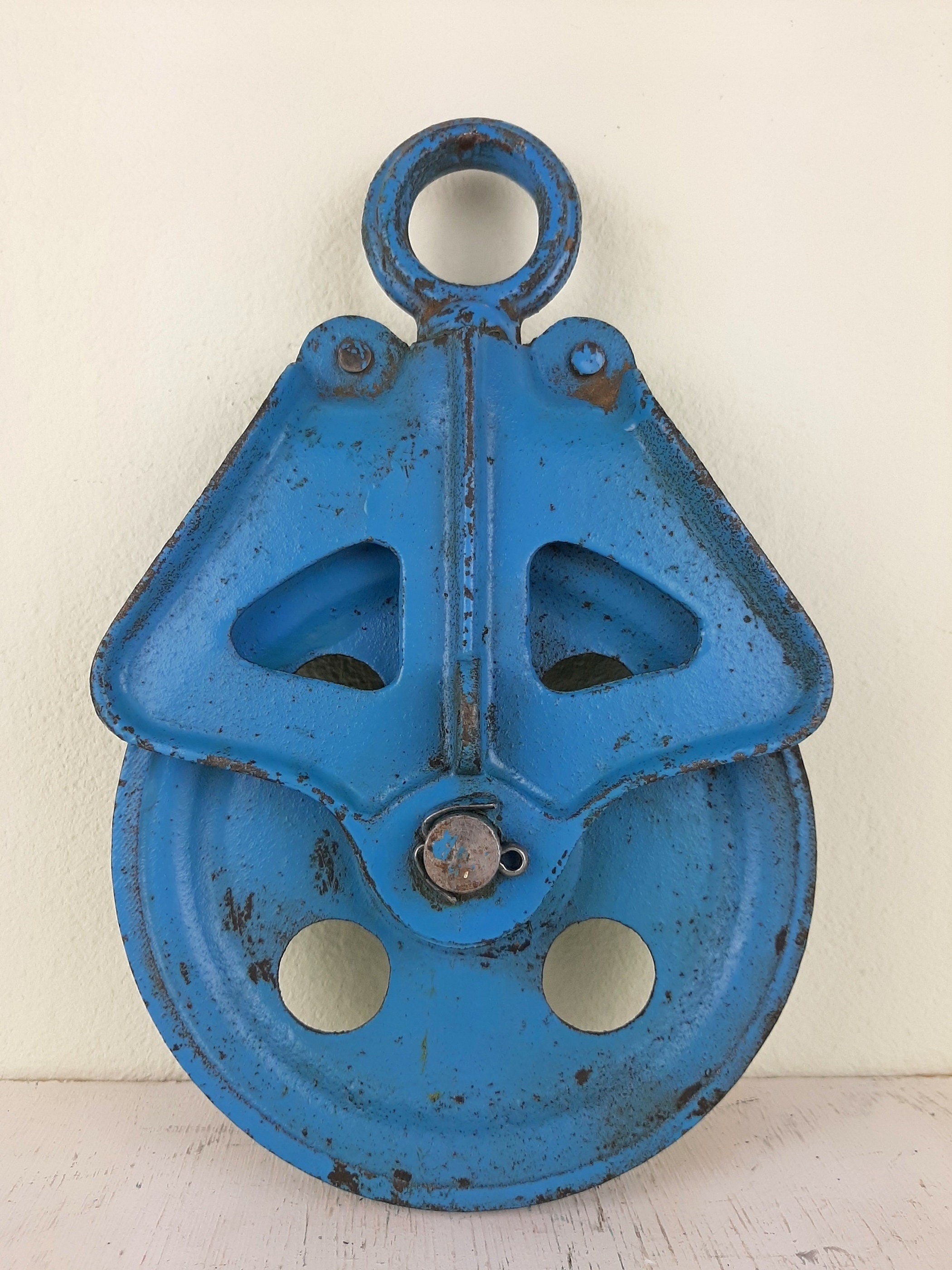 Vintage pulley Yugoslavia 1950s Industrial Home Decor Retro Loft Steel Rope Pulley