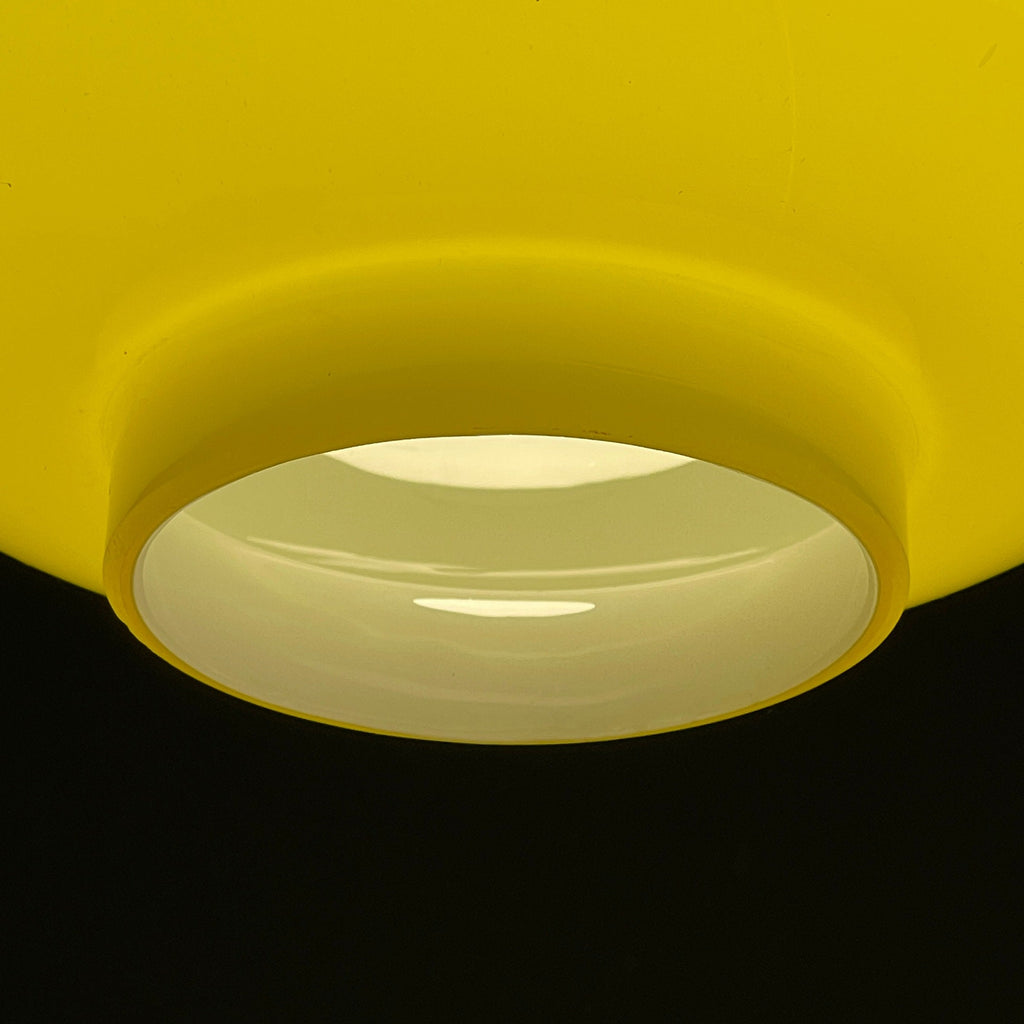 Mid-century yellow glass pendant lamp Yugoslavia 1970s Retro lighting Space age