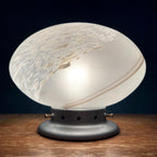 Vintage Murano Glass Night Lamp: 80s Italian Swirl Sphere Table Lamp