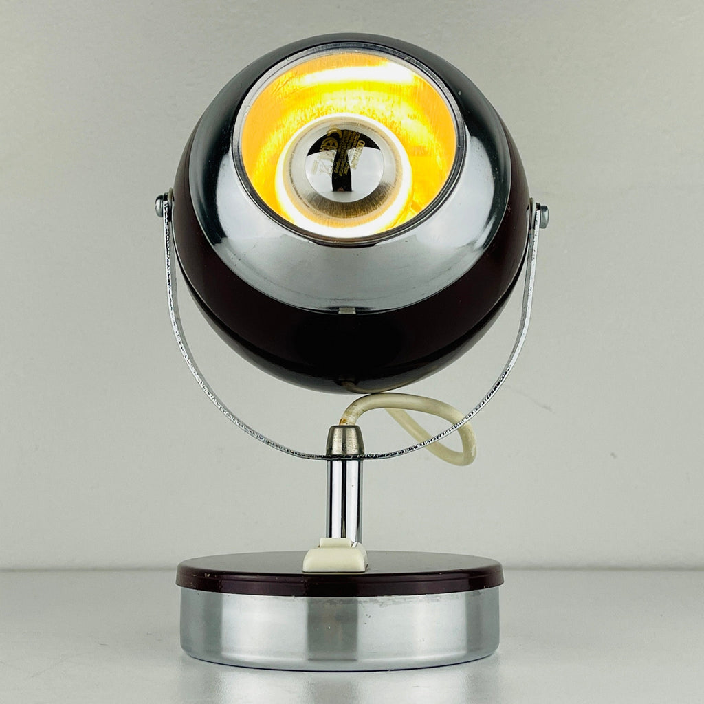 Mid-century cherry desk lamp Eyeball Italy 60s Retro lighting Space Age Atomic