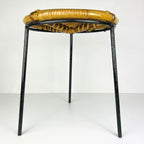 Vintage bamboo metal stool Italy 1950s MCM modern design
