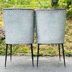 Vintage blue dining chairs, Italy 1950s, Mid-century modern, Set of 2